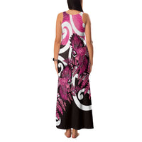 Piwakawaka New Zealand Matariki Family Matching Tank Maxi Dress and Hawaiian Shirt Maori New Year Silver Fern Pink Galaxy LT14 - Polynesian Pride