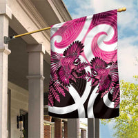 Piwakawaka New Zealand Matariki Garden Flag Maori New Year Silver Fern Pink Galaxy LT14 House Flag Pink - Polynesian Pride