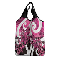 Piwakawaka New Zealand Matariki Grocery Bag Maori New Year Silver Fern Pink Galaxy LT14 - Polynesian Pride