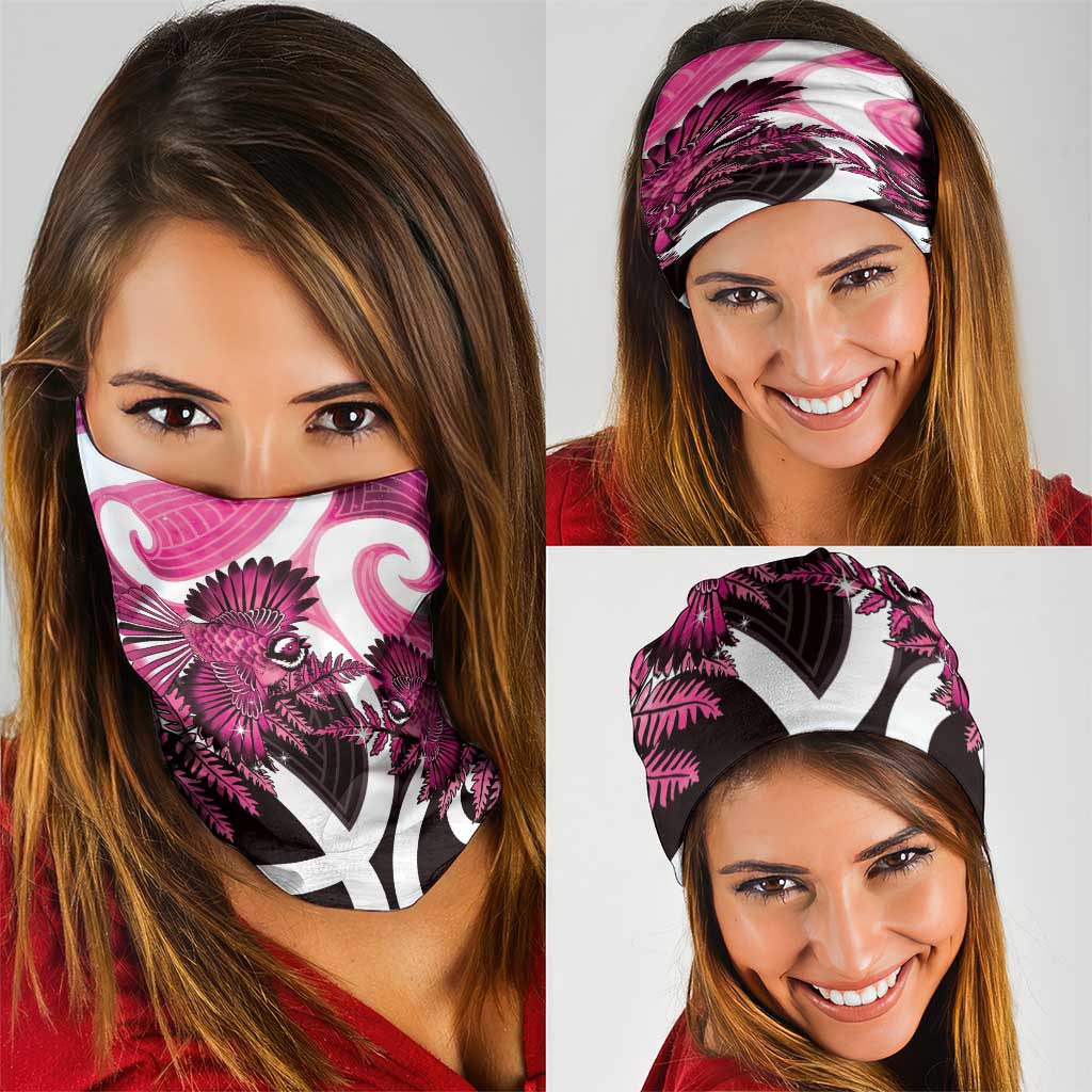 Piwakawaka New Zealand Matariki Neck Gaiter Maori New Year Silver Fern Pink Galaxy LT14 - Polynesian Pride