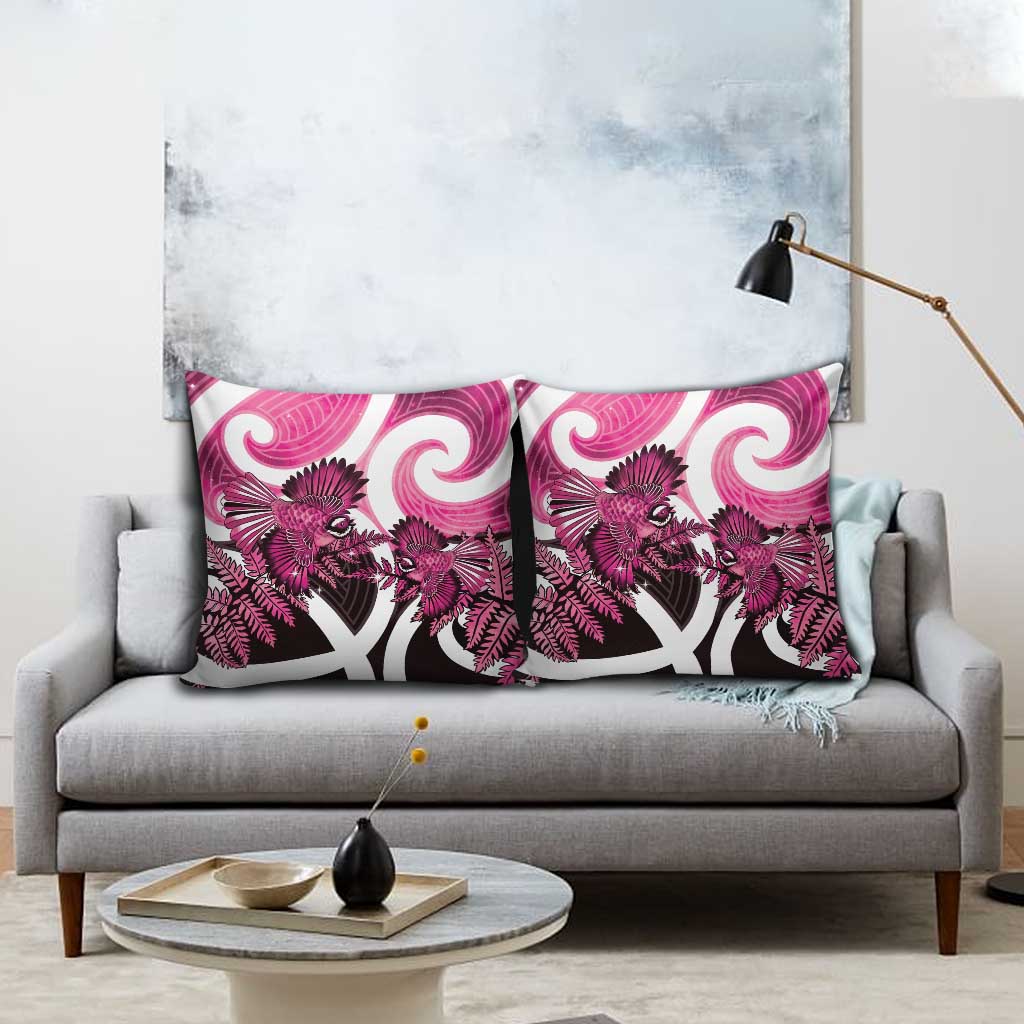 Piwakawaka New Zealand Matariki Pillow Cover Maori New Year Silver Fern Pink Galaxy LT14 - Polynesian Pride