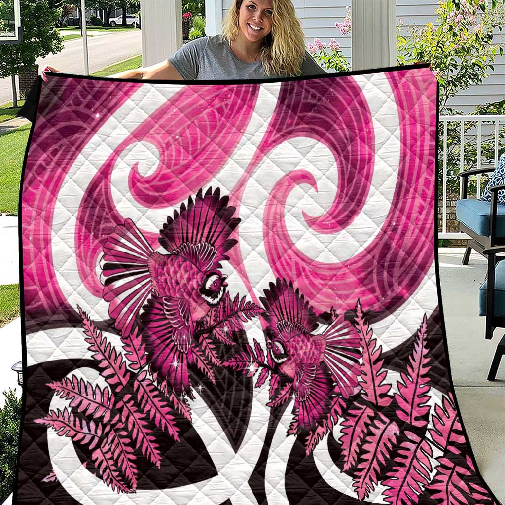 Piwakawaka New Zealand Matariki Quilt Maori New Year Silver Fern Pink Galaxy