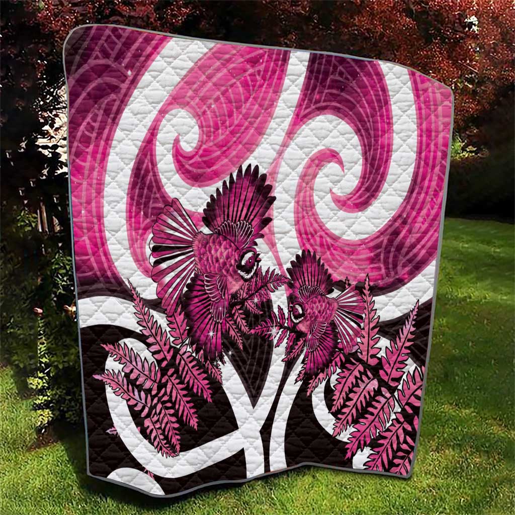 Piwakawaka New Zealand Matariki Quilt Maori New Year Silver Fern Pink Galaxy