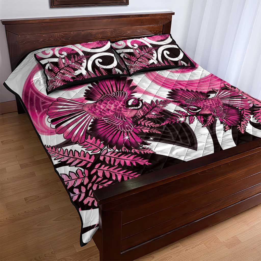 Piwakawaka New Zealand Matariki Quilt Bed Set Maori New Year Silver Fern Pink Galaxy LT14 - Polynesian Pride