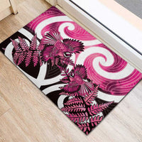 Piwakawaka New Zealand Matariki Rubber Doormat Maori New Year Silver Fern Pink Galaxy