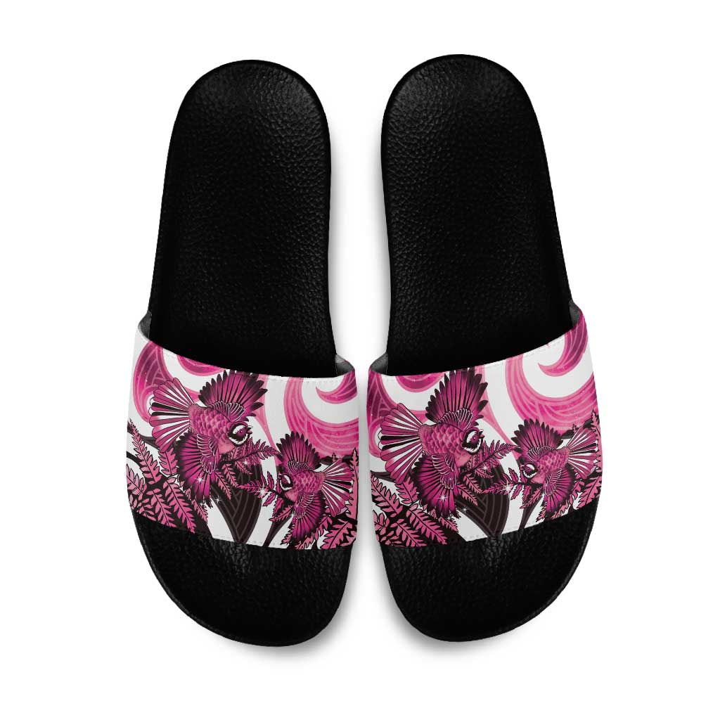 Piwakawaka New Zealand Matariki Slide Sandals Maori New Year Silver Fern Pink Galaxy LT14 Pink - Polynesian Pride