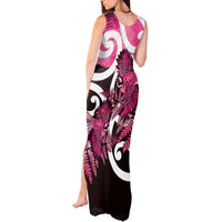 Piwakawaka New Zealand Matariki Tank Maxi Dress Maori New Year Silver Fern Pink Galaxy LT14 - Polynesian Pride