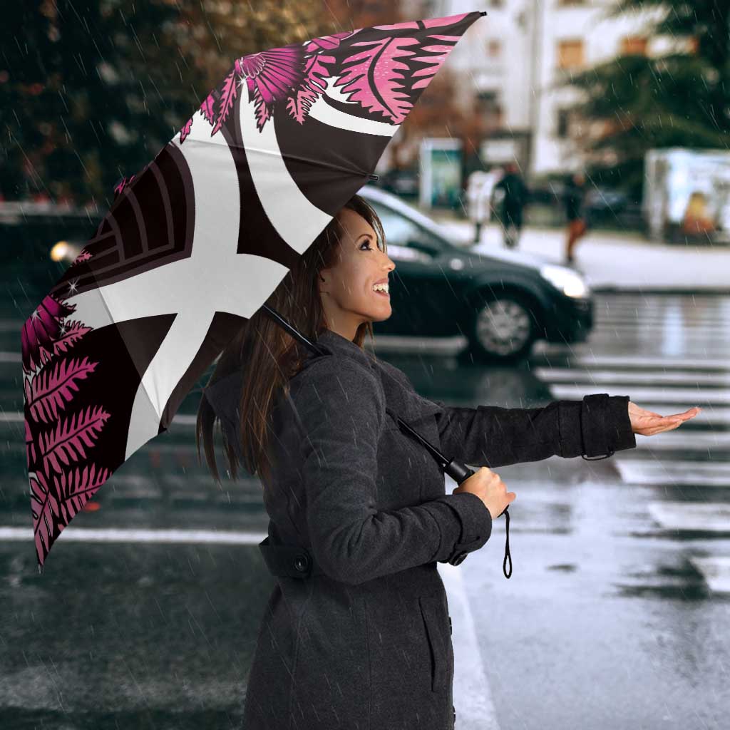 Piwakawaka New Zealand Matariki Umbrella Maori New Year Silver Fern Pink Galaxy LT14 - Polynesian Pride