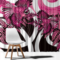 Piwakawaka New Zealand Matariki Window Curtain Maori New Year Silver Fern Pink Galaxy
