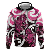 Piwakawaka New Zealand Matariki Zip Hoodie Maori New Year Silver Fern Pink Galaxy LT14 Pullover Hoodie Pink - Polynesian Pride