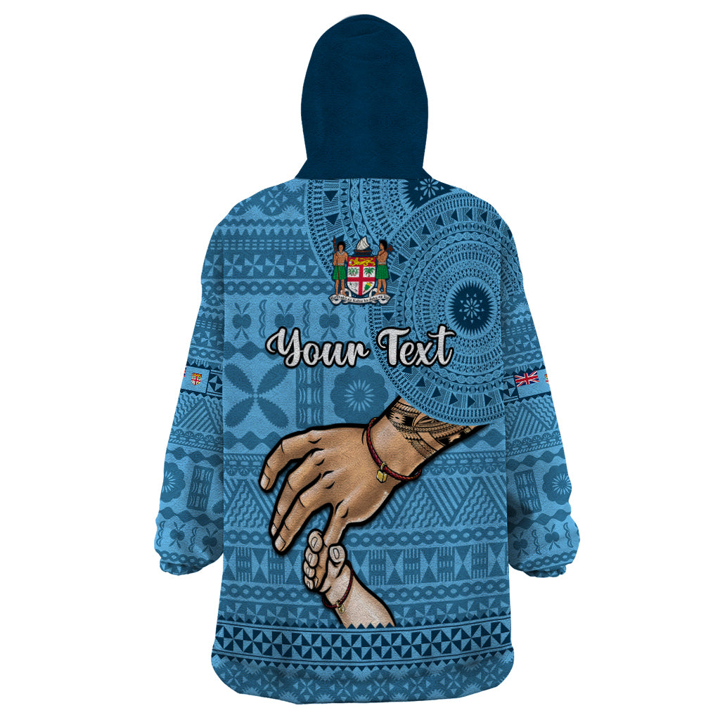 Personalised Father Day Fiji Wearable Blanket Hoodie I Love You Dad Fijian Tapa Pattern LT14 - Polynesian Pride