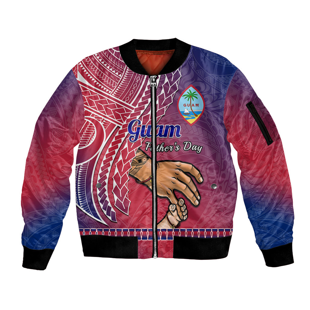 Polynesian Pride Father Day Guam Sleeve Zip Bomber Jacket I Love You Dad Guaman Latte Stone LT14 Unisex Red - Polynesian Pride