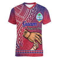 Personalised Father Day Guam Women V Neck T Shirt I Love You Dad Guaman Latte Stone LT14 Female Red - Polynesian Pride