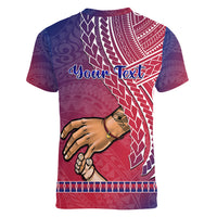 Personalised Father Day Guam Women V Neck T Shirt I Love You Dad Guaman Latte Stone LT14 - Polynesian Pride