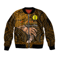 Personalised Father Day New Caledonia Sleeve Zip Bomber Jacket I Love You Dad LT14 Unisex Gold - Polynesian Pride