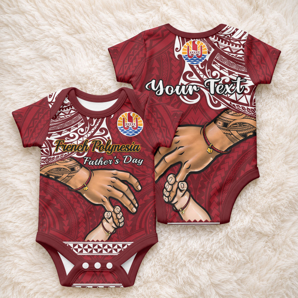 Personalised Father Day French Polynesia Baby Onesie I Love You Dad LT14 - Polynesian Pride