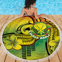 Hawaii Flag Day Beach Blanket Kanaka Maoli With Kakau Polynesian Pattern