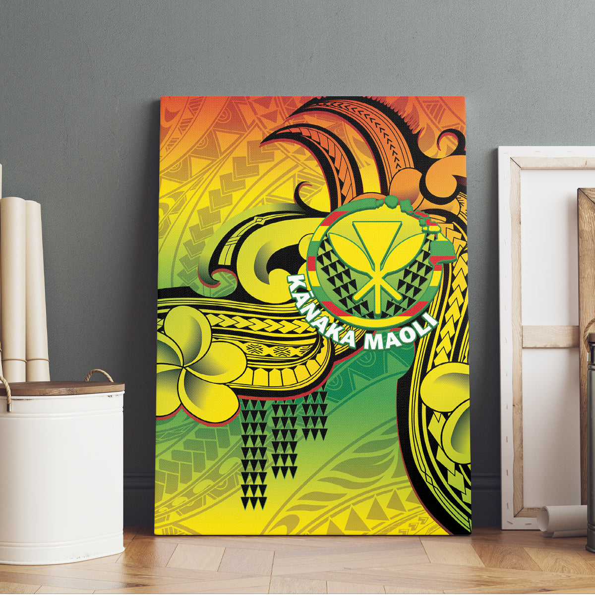 Hawaii Flag Day Canvas Wall Art Kanaka Maoli With Kakau Polynesian Pattern