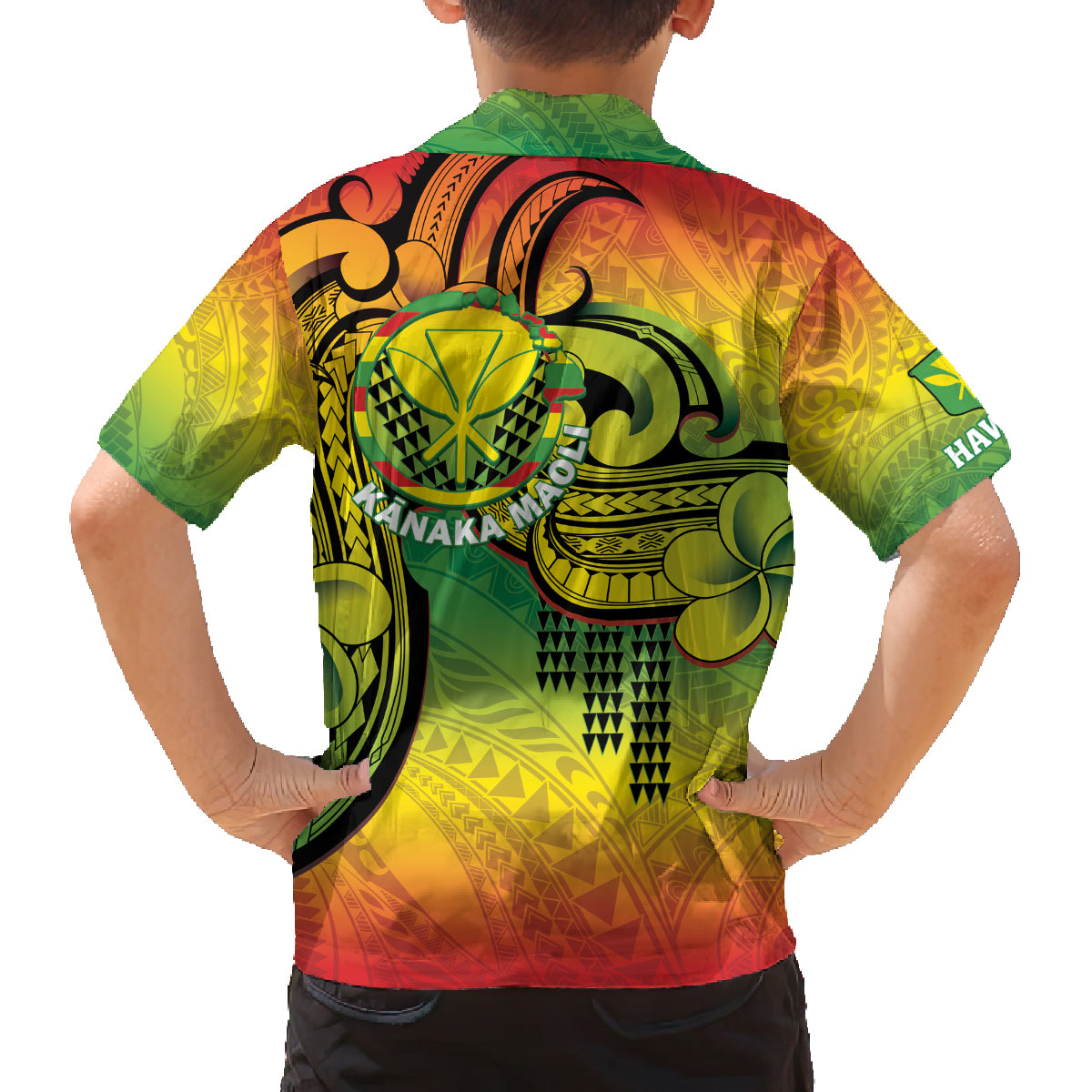 Hawaii Flag Day Family Matching Off The Shoulder Long Sleeve Dress and Hawaiian Shirt Kanaka Maoli With Kakau Polynesian Pattern LT14 - Polynesian Pride