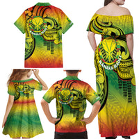 Hawaii Flag Day Family Matching Off Shoulder Maxi Dress and Hawaiian Shirt Kanaka Maoli With Kakau Polynesian Pattern LT14 - Polynesian Pride