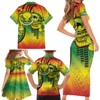 Hawaii Flag Day Family Matching Short Sleeve Bodycon Dress and Hawaiian Shirt Kanaka Maoli With Kakau Polynesian Pattern LT14 - Polynesian Pride