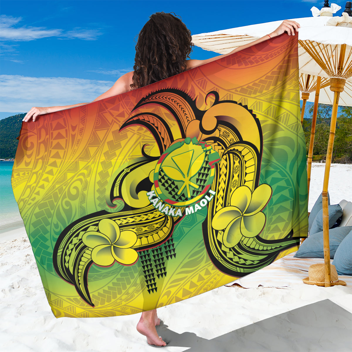 Hawaii Flag Day Sarong Kanaka Maoli With Kakau Polynesian Pattern