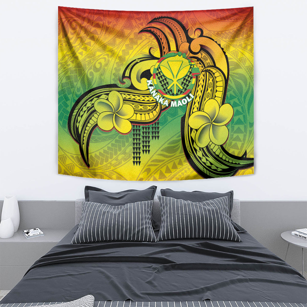 Hawaii Flag Day Tapestry Kanaka Maoli With Kakau Polynesian Pattern