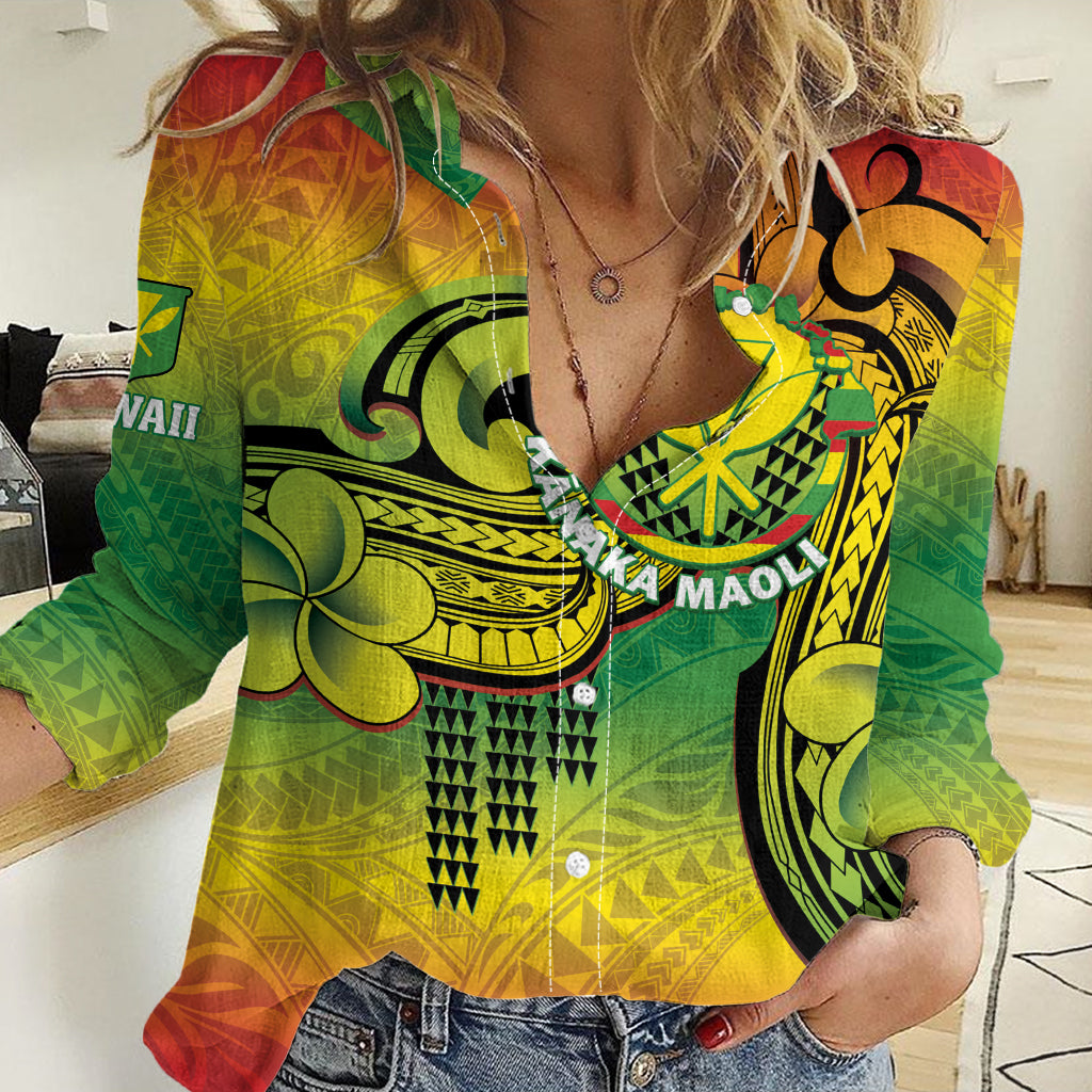 Hawaii Flag Day Women Casual Shirt Kanaka Maoli With Kakau Polynesian Pattern LT14
