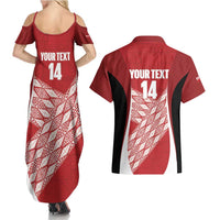 Tonga Rugby Custom Couples Matching Summer Maxi Dress and Hawaiian Shirt Go ʻIkale Tahi Go Tongan Tapa Cloth
