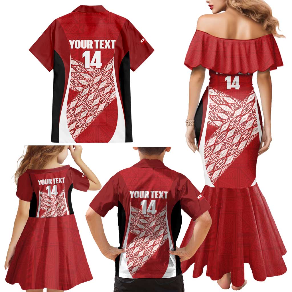 Tonga Rugby Custom Family Matching Mermaid Dress and Hawaiian Shirt Go ʻIkale Tahi Go Tongan Tapa Cloth LT14 - Polynesian Pride