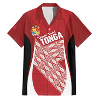 Tonga Rugby Custom Family Matching Mermaid Dress and Hawaiian Shirt Go ʻIkale Tahi Go Tongan Tapa Cloth LT14 Dad's Shirt - Short Sleeve Red - Polynesian Pride