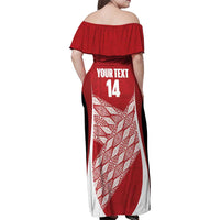 Tonga Rugby Custom Family Matching Off Shoulder Maxi Dress and Hawaiian Shirt Go ʻIkale Tahi Go Tongan Tapa Cloth LT14 - Polynesian Pride