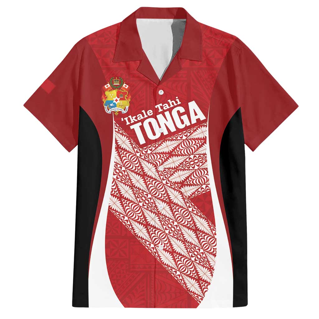 Tonga Rugby Custom Family Matching Short Sleeve Bodycon Dress and Hawaiian Shirt Go ʻIkale Tahi Go Tongan Tapa Cloth LT14 Dad's Shirt - Short Sleeve Red - Polynesian Pride