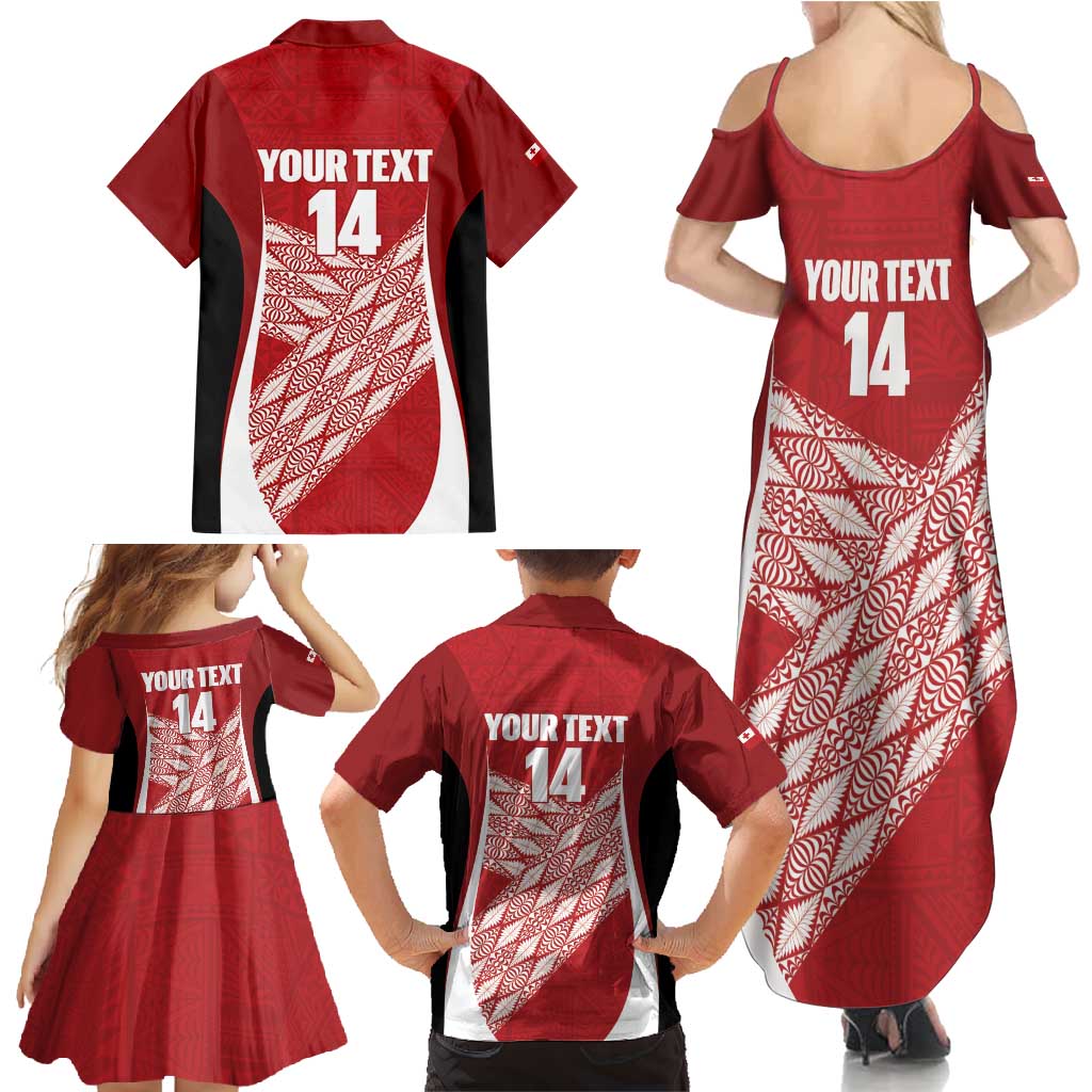 Tonga Rugby Custom Family Matching Summer Maxi Dress and Hawaiian Shirt Go ʻIkale Tahi Go Tongan Tapa Cloth LT14 - Polynesian Pride