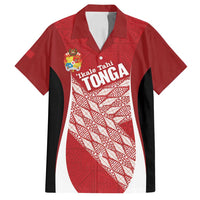 Tonga Rugby Custom Family Matching Summer Maxi Dress and Hawaiian Shirt Go ʻIkale Tahi Go Tongan Tapa Cloth LT14 Dad's Shirt - Short Sleeve Red - Polynesian Pride