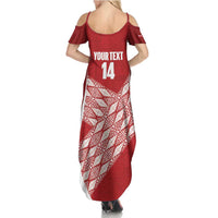 Tonga Rugby Custom Family Matching Summer Maxi Dress and Hawaiian Shirt Go ʻIkale Tahi Go Tongan Tapa Cloth LT14 - Polynesian Pride