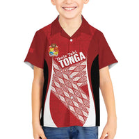 Tonga Rugby Custom Family Matching Summer Maxi Dress and Hawaiian Shirt Go ʻIkale Tahi Go Tongan Tapa Cloth LT14 Son's Shirt Red - Polynesian Pride