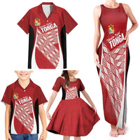 Tonga Rugby Custom Family Matching Tank Maxi Dress and Hawaiian Shirt Go ʻIkale Tahi Go Tongan Tapa Cloth