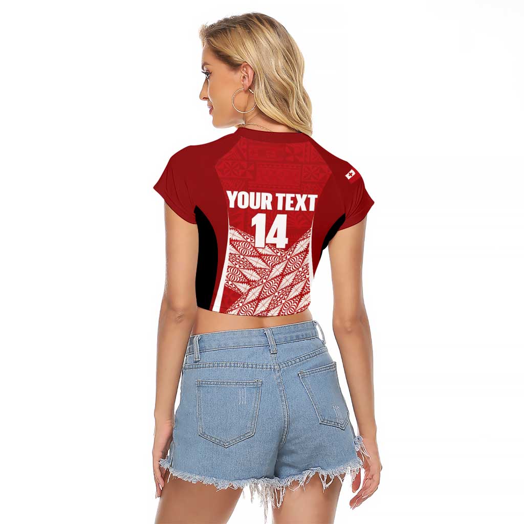 Tonga Rugby Custom Raglan Cropped T Shirt Go ʻIkale Tahi Go Tongan Tapa Cloth