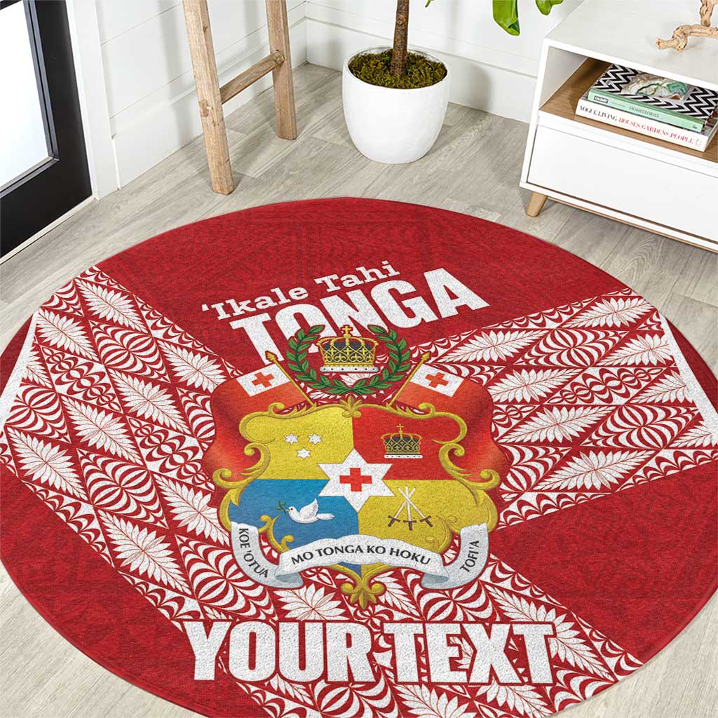 Tonga Rugby Custom Round Carpet Go ʻIkale Tahi Go Tongan Tapa Cloth