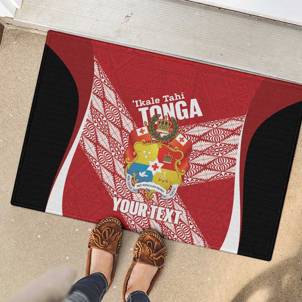 Tonga Rugby Custom Rubber Doormat Go ʻIkale Tahi Go Tongan Tapa Cloth