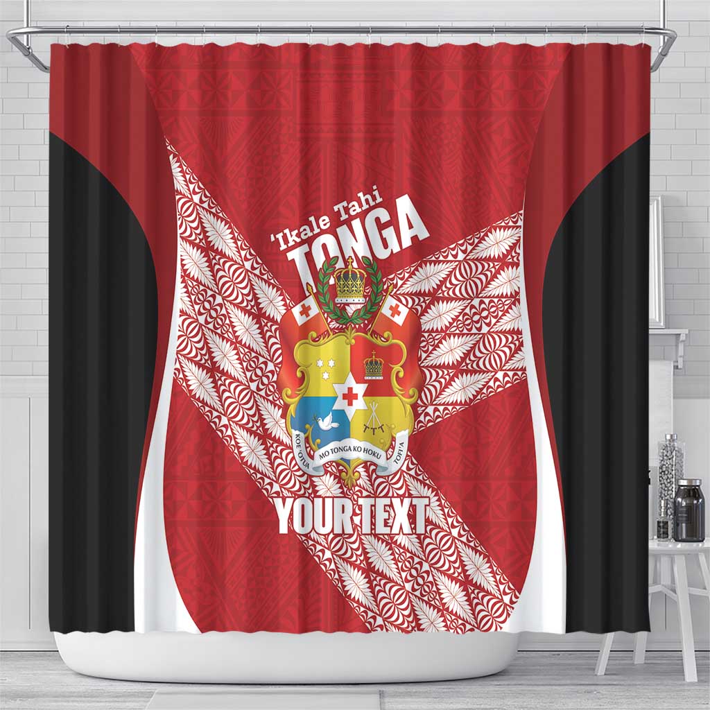 Tonga Rugby Custom Shower Curtain Go ʻIkale Tahi Go Tongan Tapa Cloth