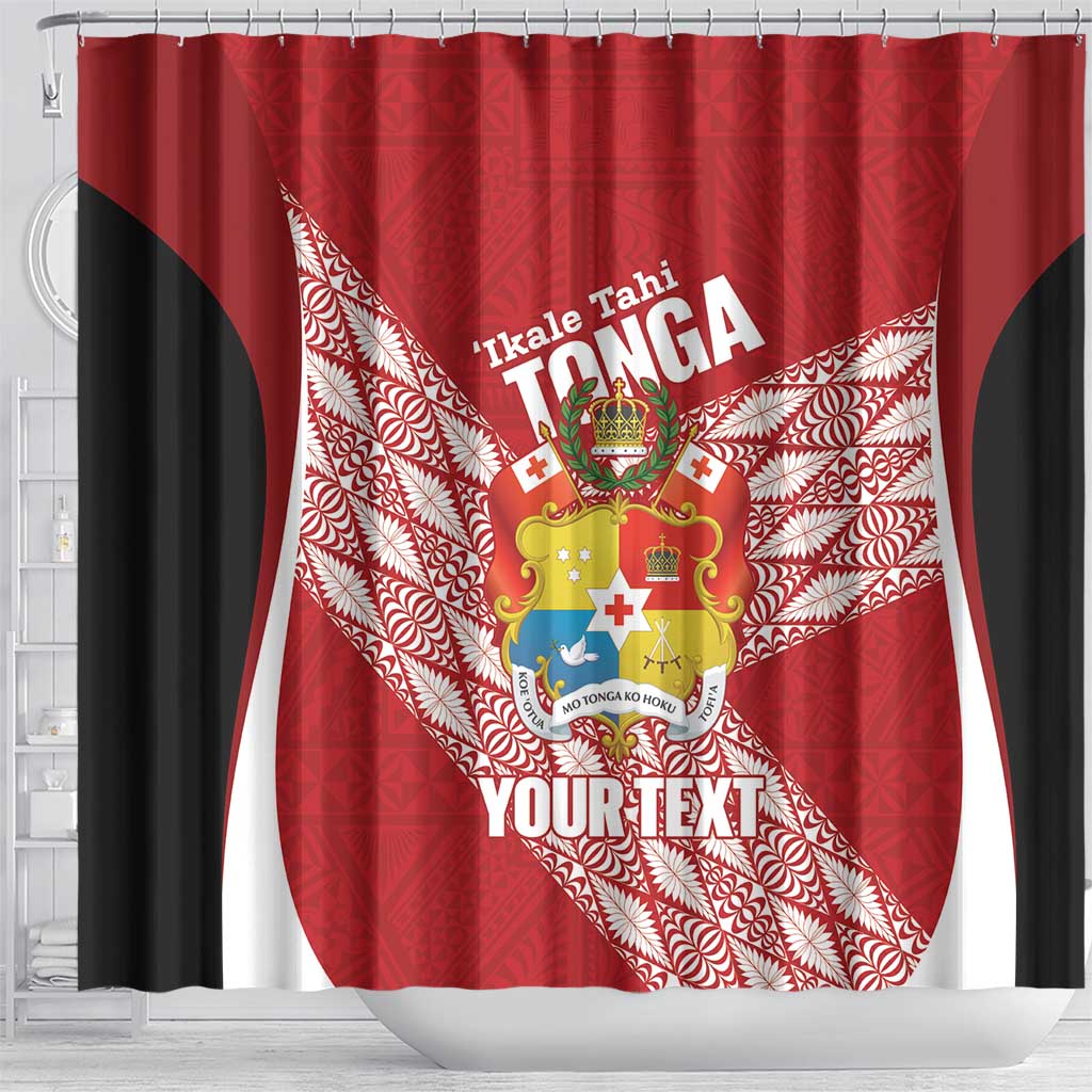 Tonga Rugby Custom Shower Curtain Go ʻIkale Tahi Go Tongan Tapa Cloth