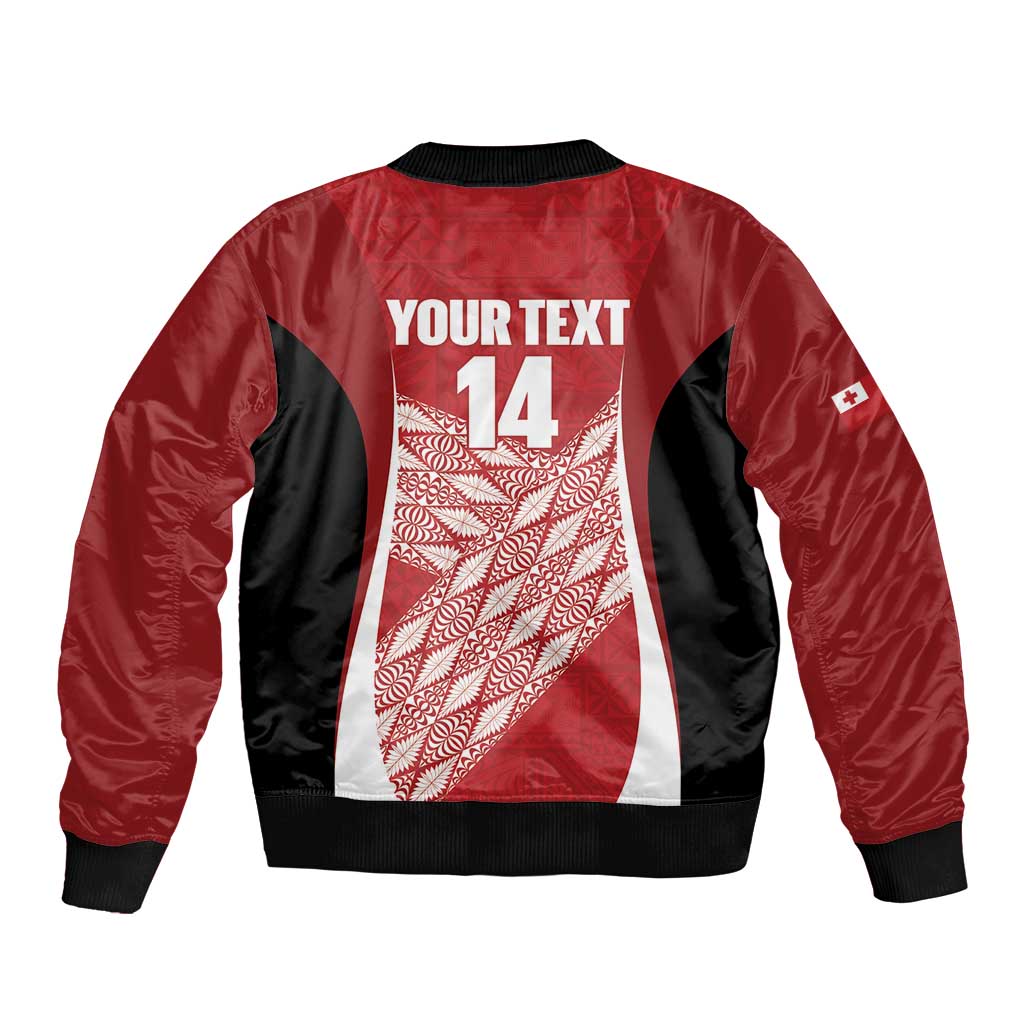 Tonga Rugby Custom Sleeve Zip Bomber Jacket Go ʻIkale Tahi Go Tongan Tapa Cloth