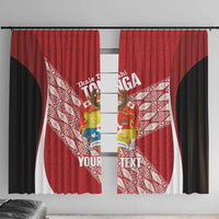 Tonga Rugby Custom Window Curtain Go ʻIkale Tahi Go Tongan Tapa Cloth