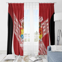 Tonga Rugby Custom Window Curtain Go ʻIkale Tahi Go Tongan Tapa Cloth