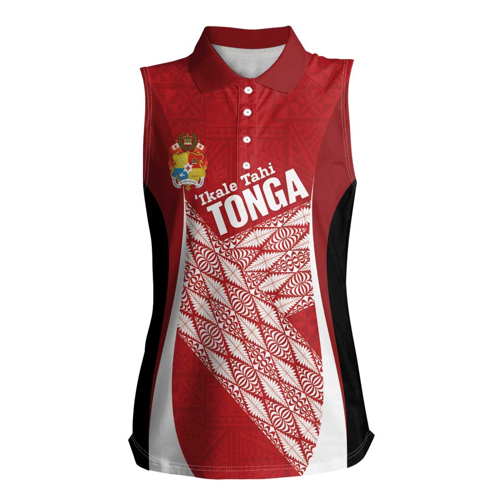 Tonga Rugby Custom Women Sleeveless Polo Shirt Go ʻIkale Tahi Go Tongan Tapa Cloth