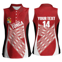 Tonga Rugby Custom Women Sleeveless Polo Shirt Go ʻIkale Tahi Go Tongan Tapa Cloth