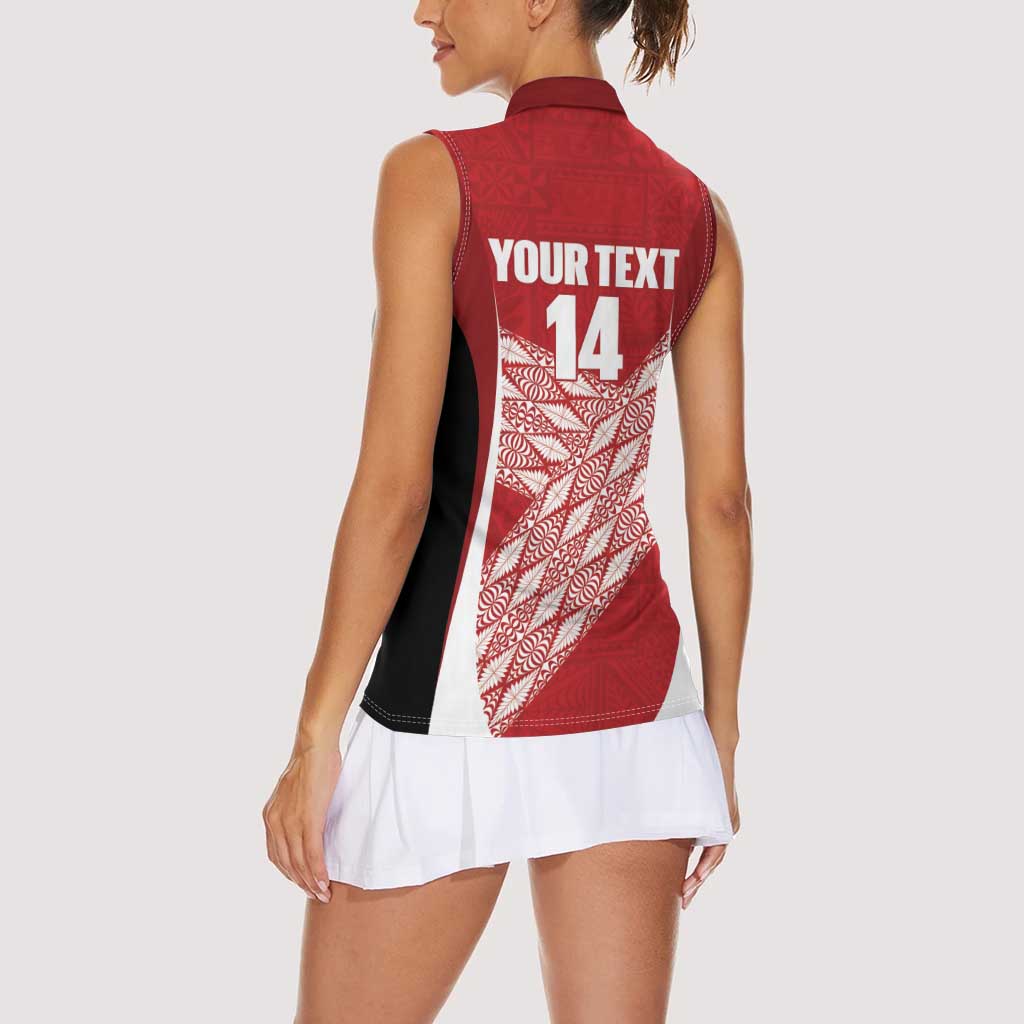 Tonga Rugby Custom Women Sleeveless Polo Shirt Go ʻIkale Tahi Go Tongan Tapa Cloth