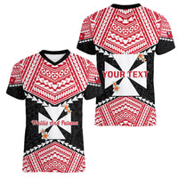 Personalised 29 July Wallis And Futuna Territory Day Women V Neck T Shirt Polynesian Tribal Pattern LT14 - Polynesian Pride